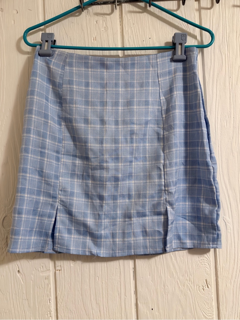 Light Blue Plaid Skirt
